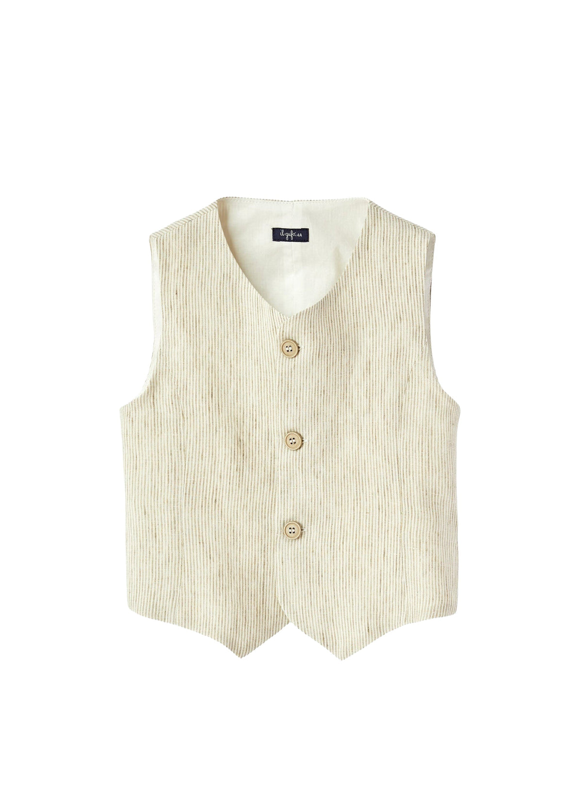 gi040l1012_540r // DOUBLON FUSION /// DOUBLON DEVIENT OK PICS / Gilet in 100% lino a righette cachi