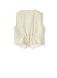 Gilet in 100% lino a righette cachi
