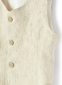 gi040l1012_540r // DOUBLON FUSION /// DOUBLON DEVIENT OK PICS / Gilet in 100% lino a righette cachi