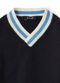 Gilet blu con collo a contrasto