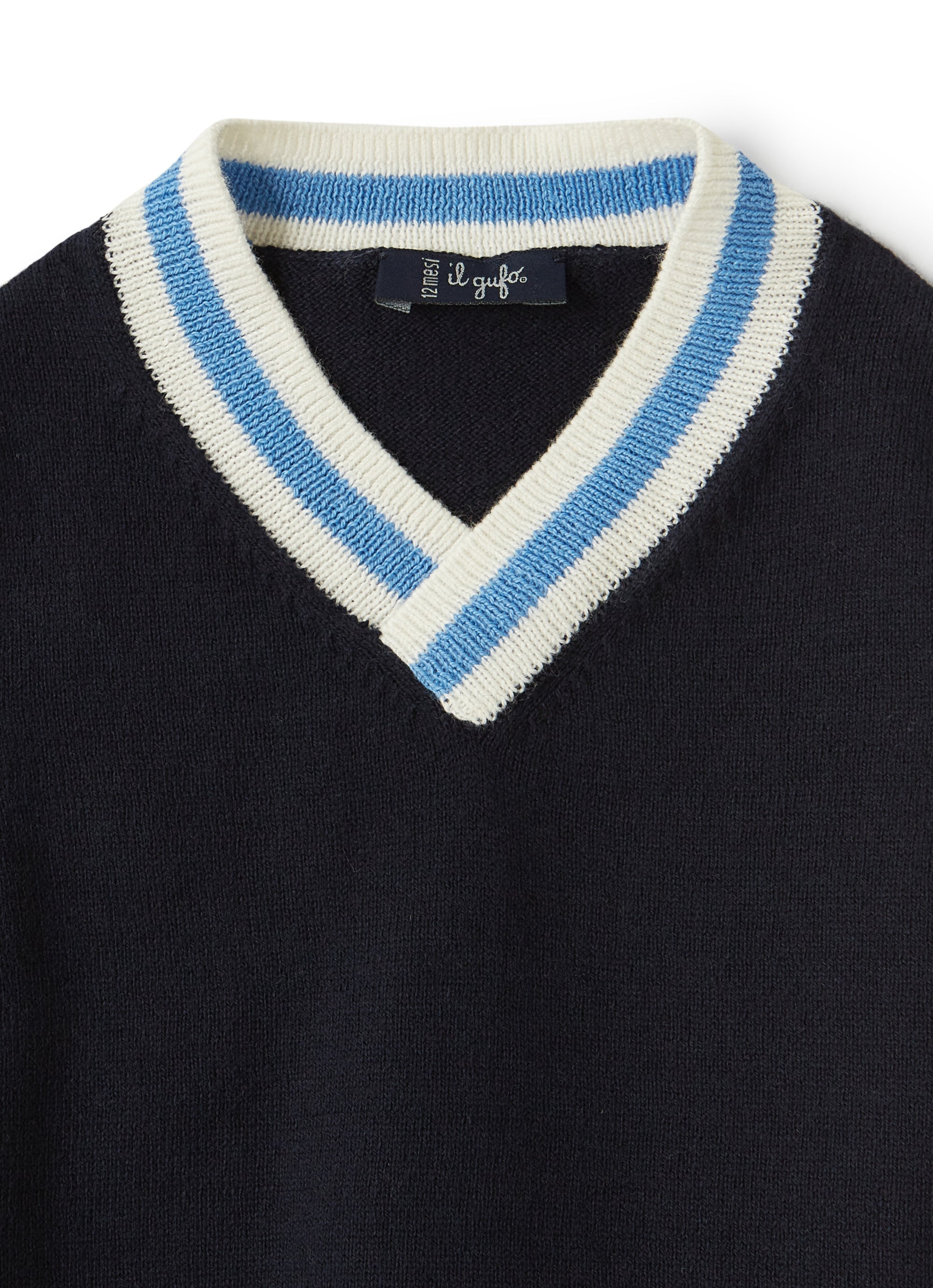 Gilet blu con collo a contrasto