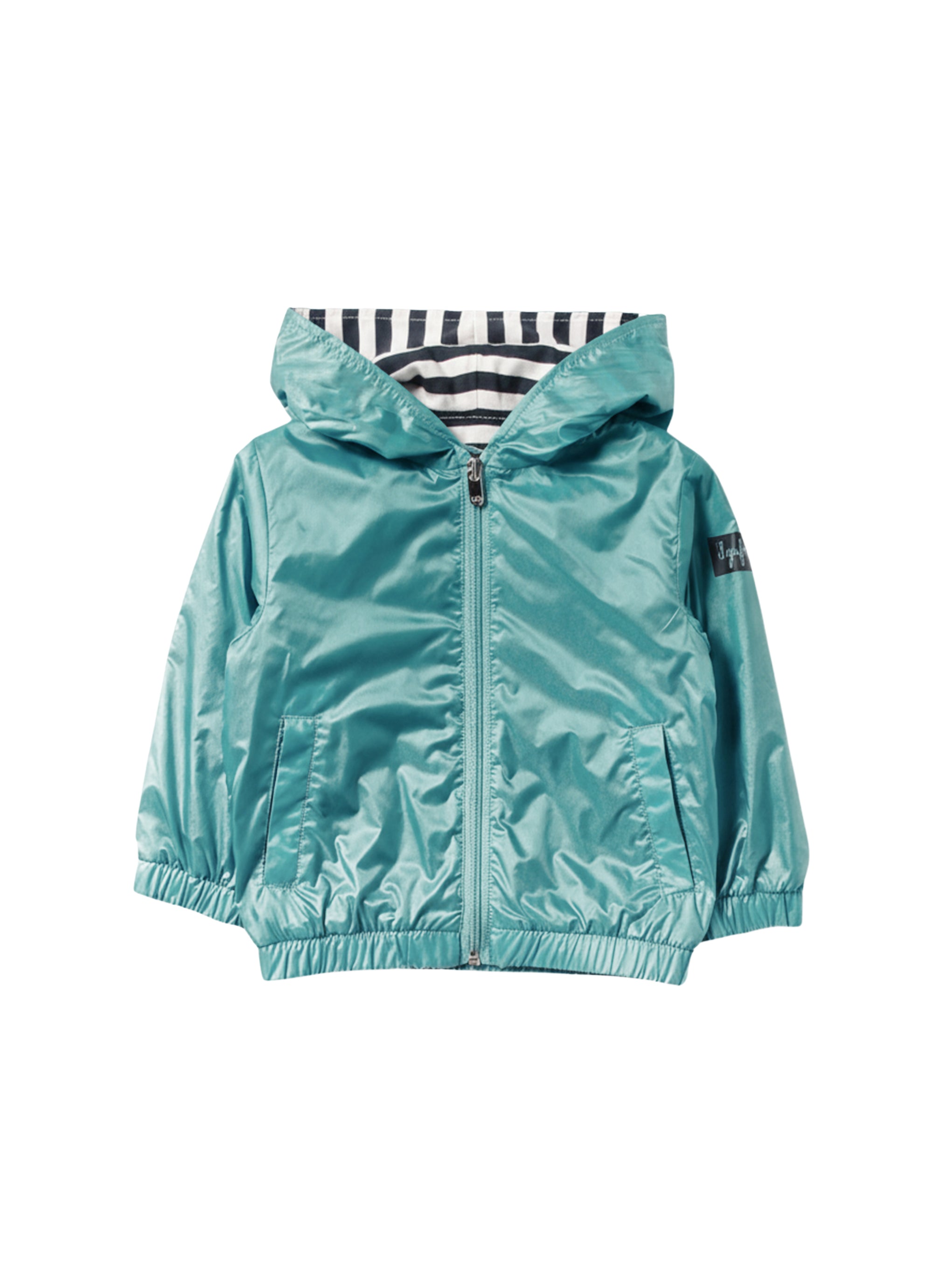 Giubbino in nylon verde con cappuccio