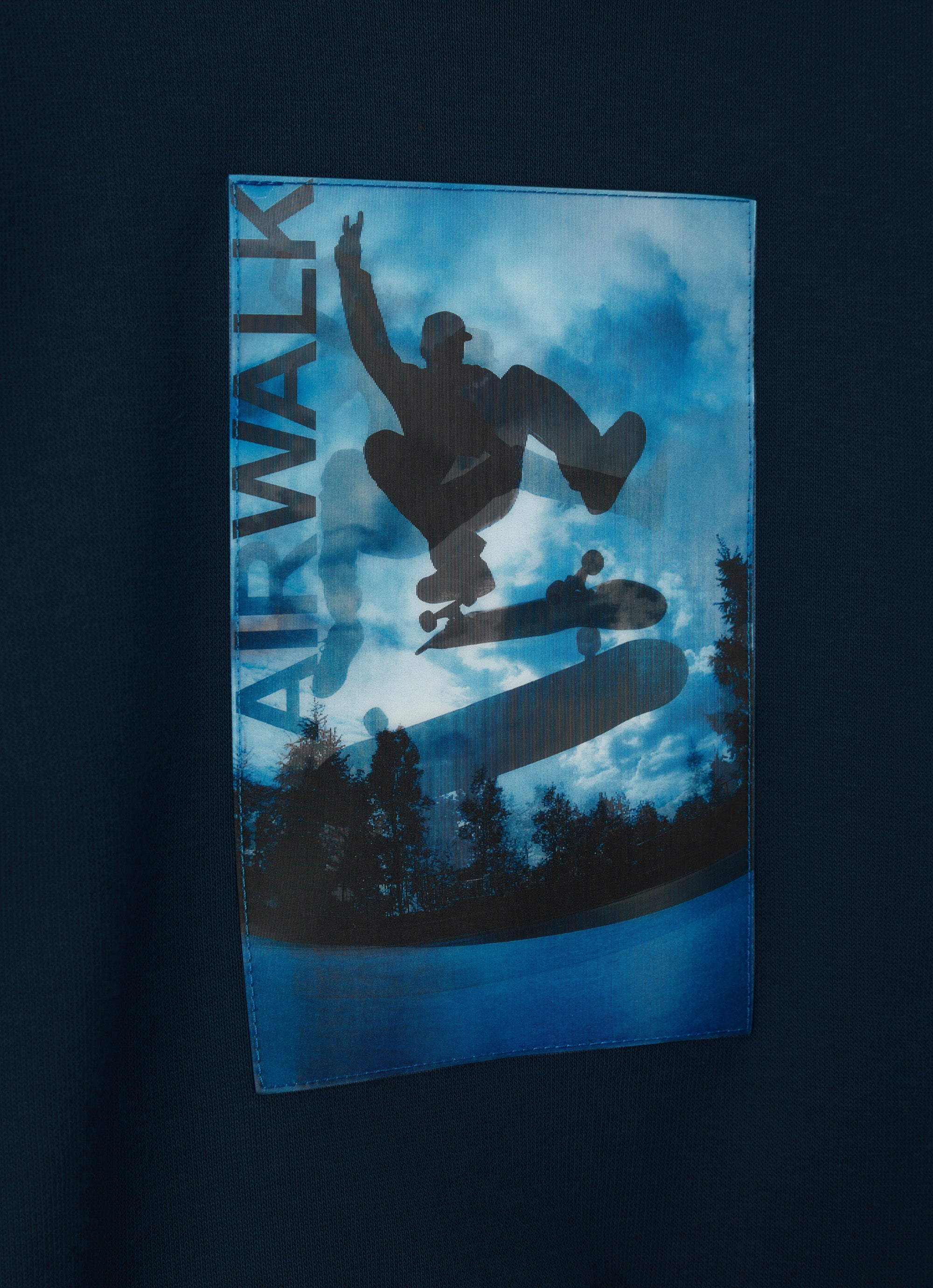 Blue sweatshirt with lenticular print