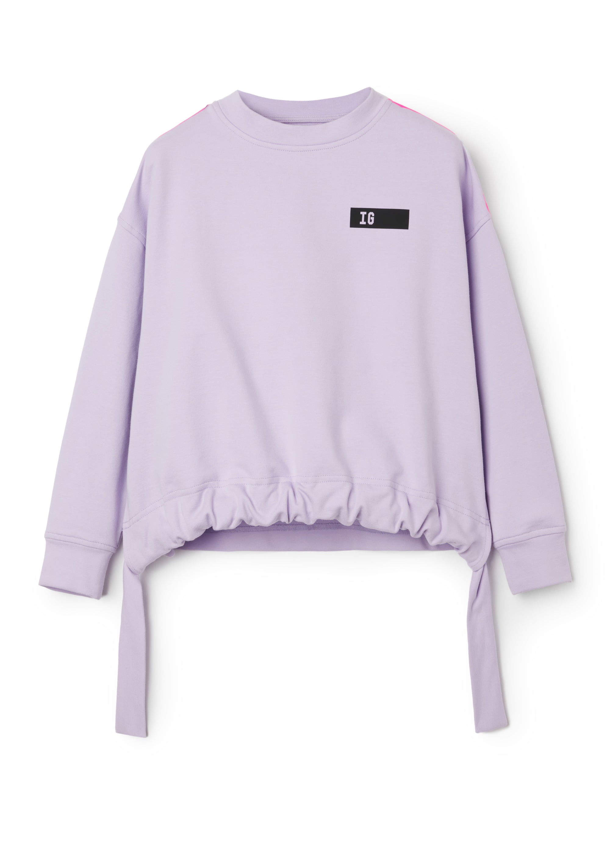 Boxy sweatshirt with taping and drawstring