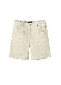Bermuda in lino a righe cachi
