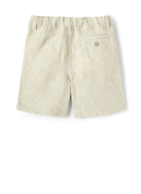 Bermuda in lino a righe cachi