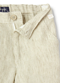 Bermuda in lino a righe cachi