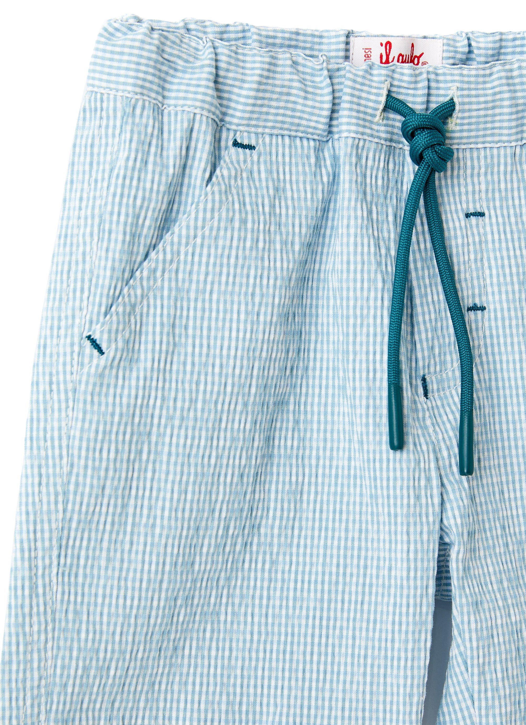 Pantaloncini in micro vichy azzurro