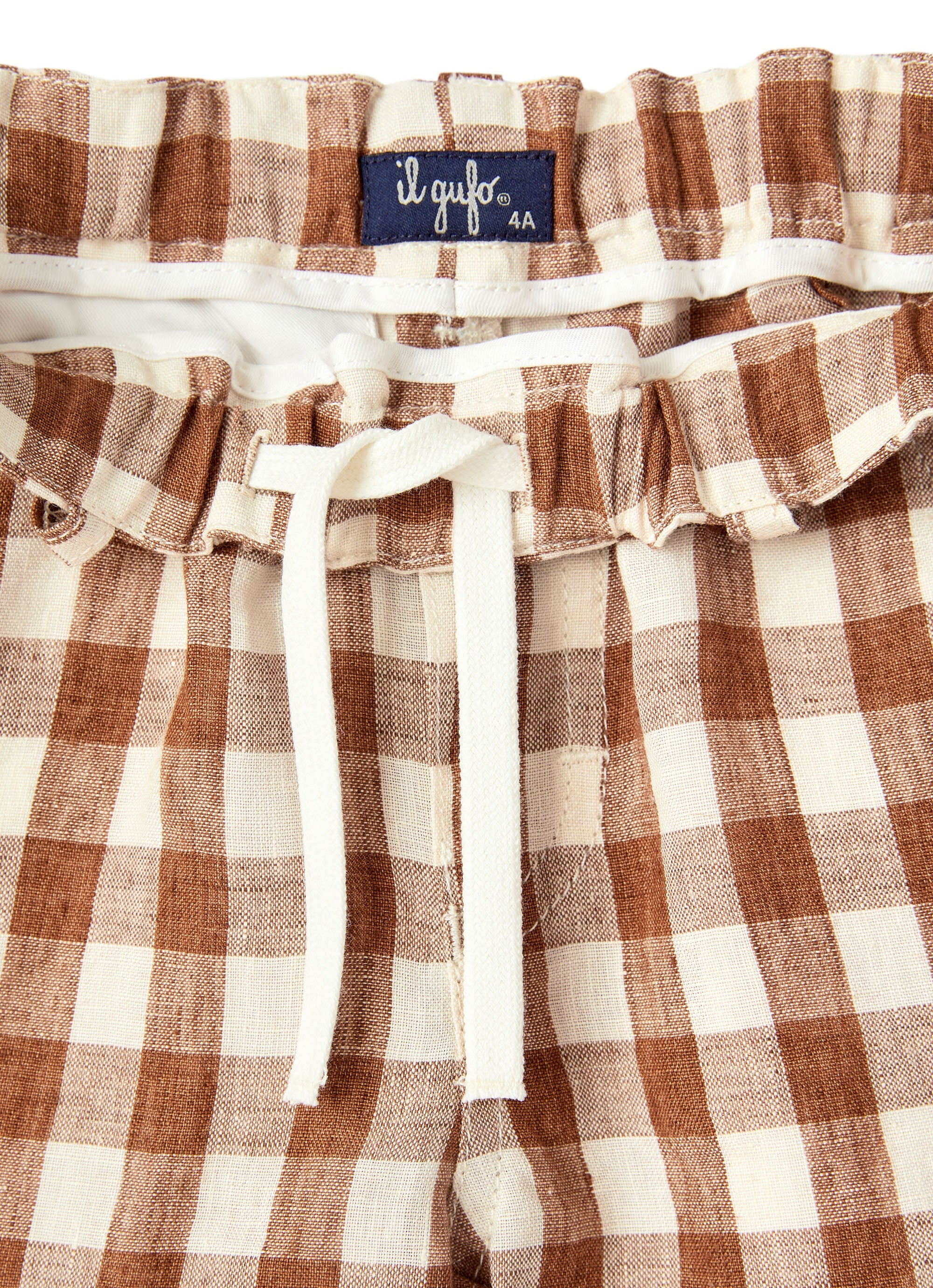 Bermuda in lino a quadri caramello
