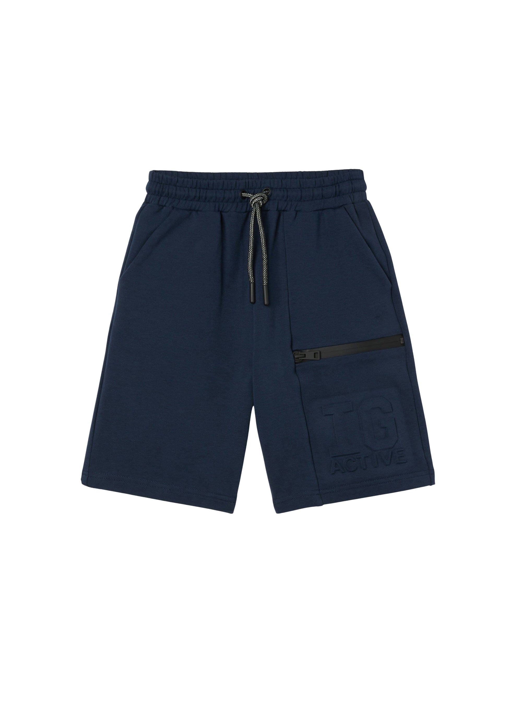 Pantaloncini blu logo embossed
