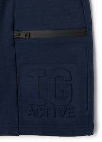 Pantaloncini blu logo embossed