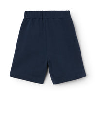 Bermuda in felpa blu con nastrature