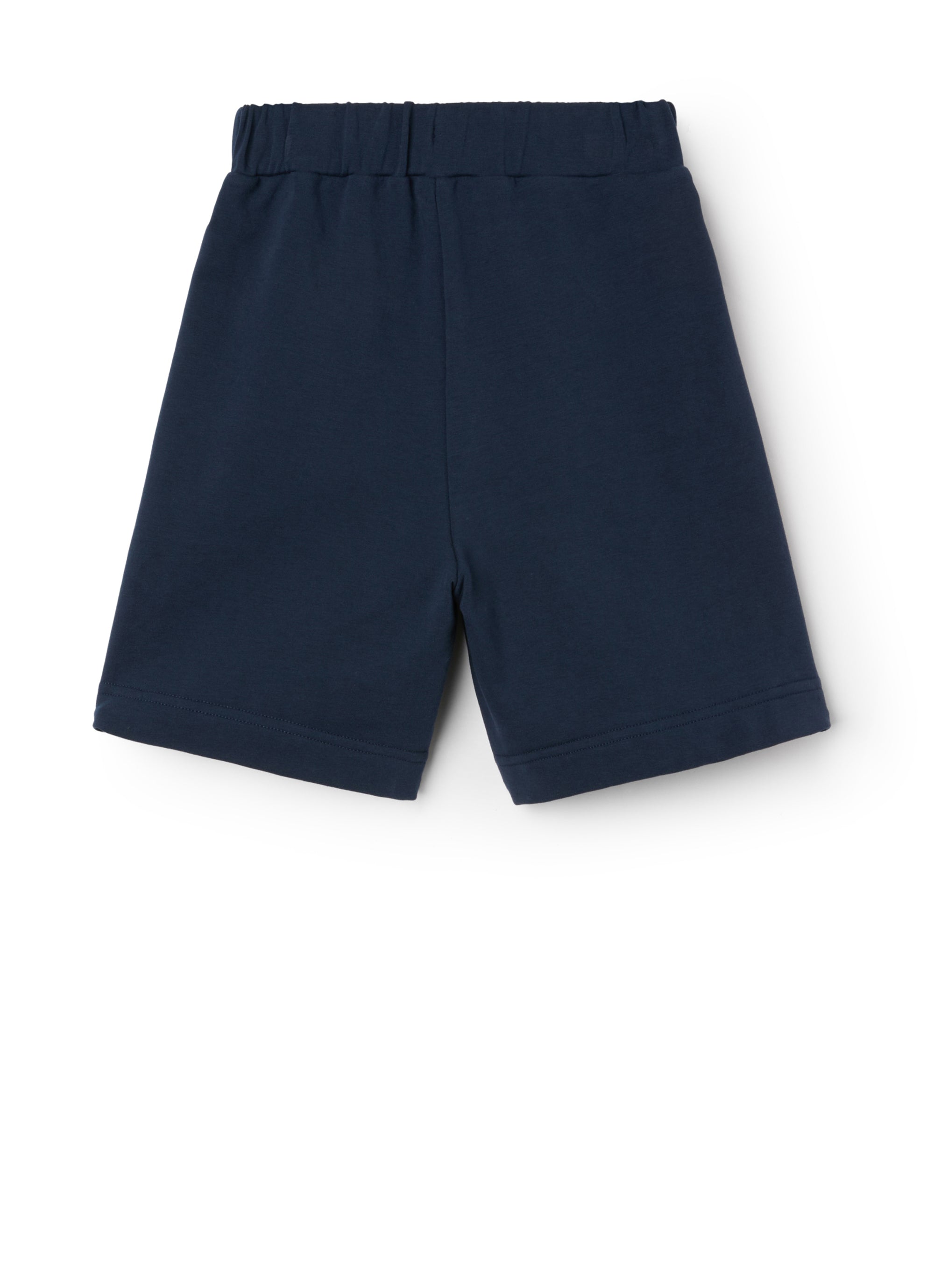 Bermuda in felpa blu con nastrature