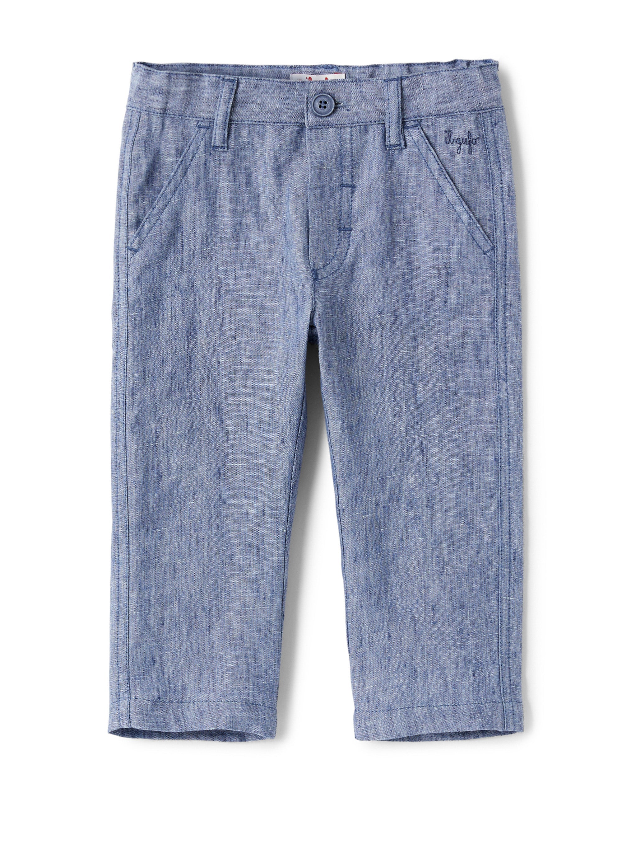 Pantalone in lino azzurro
