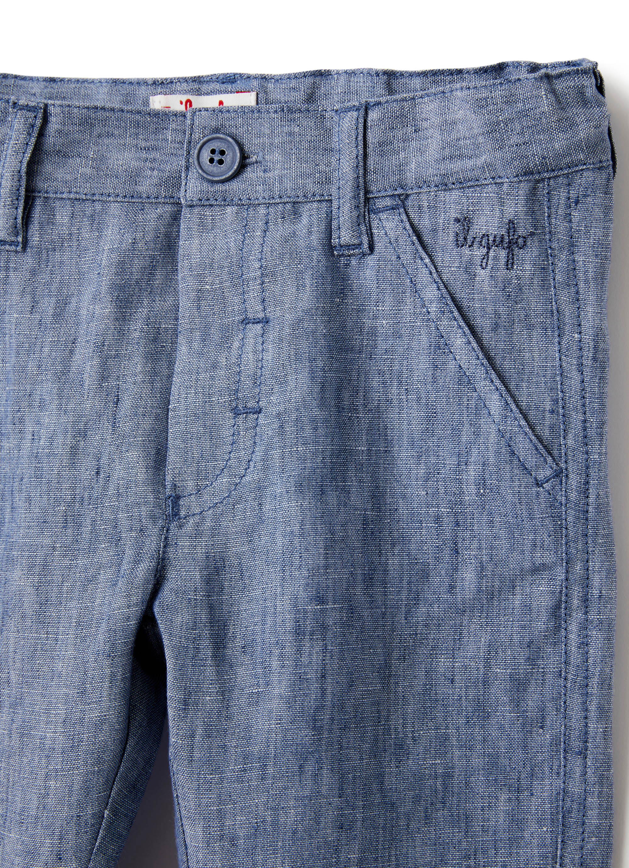 Pantalone in lino azzurro