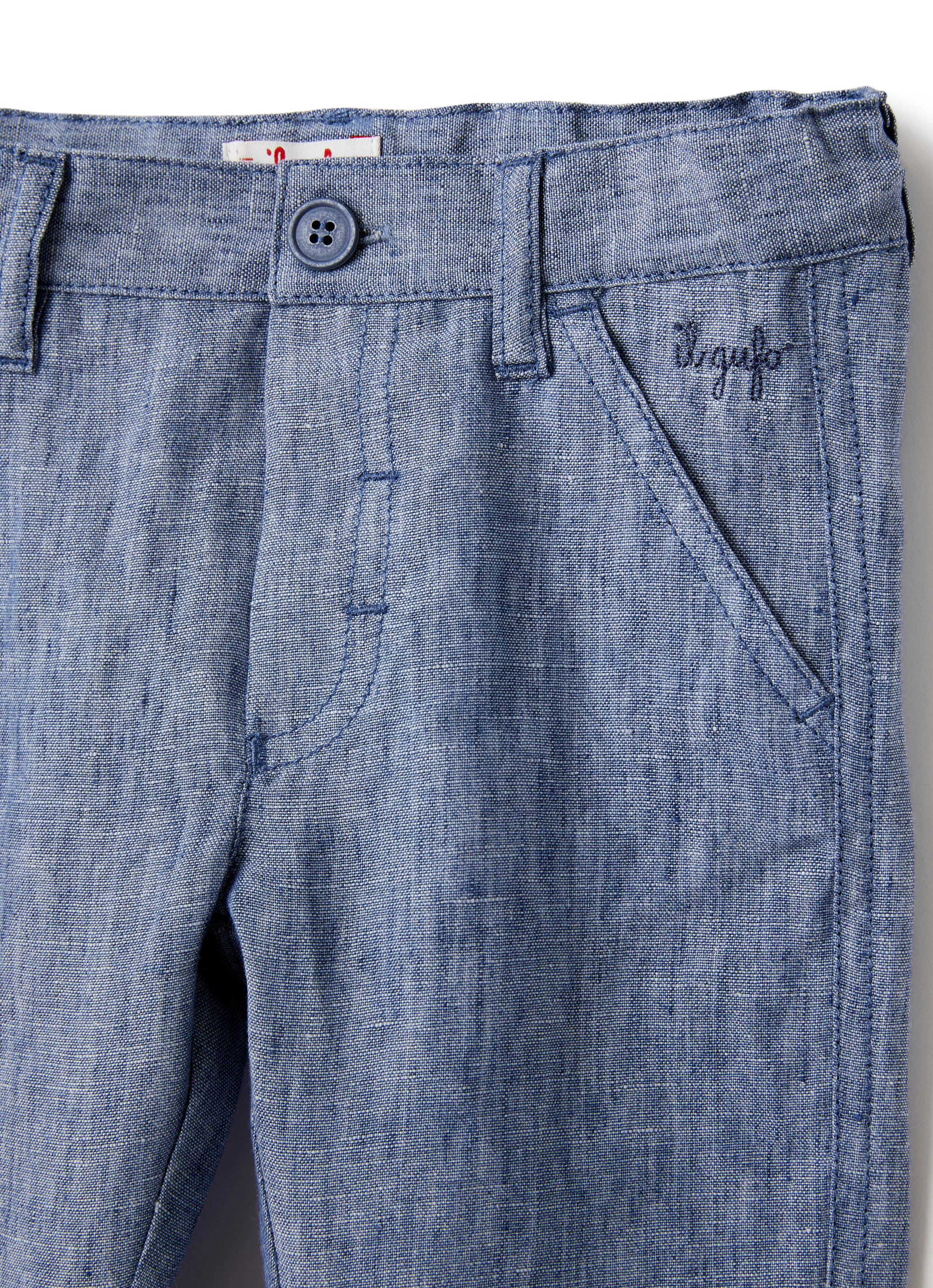 Pantalone in lino azzurro