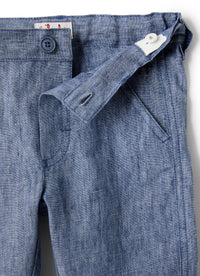 Pantalone in lino azzurro