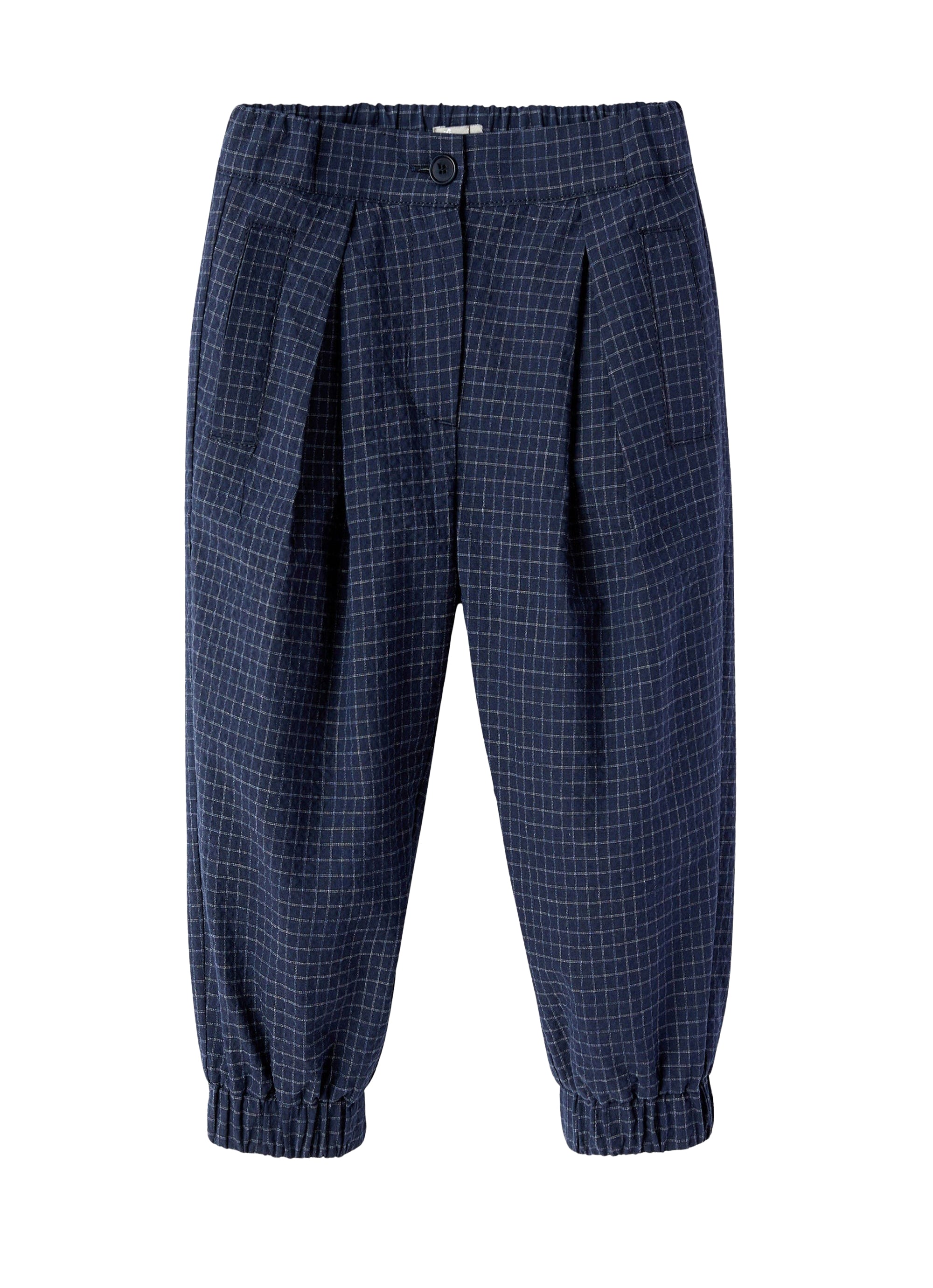 Pantaloni baggy in seersucker a quadretti