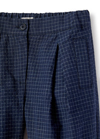 Pantaloni baggy in seersucker a quadretti
