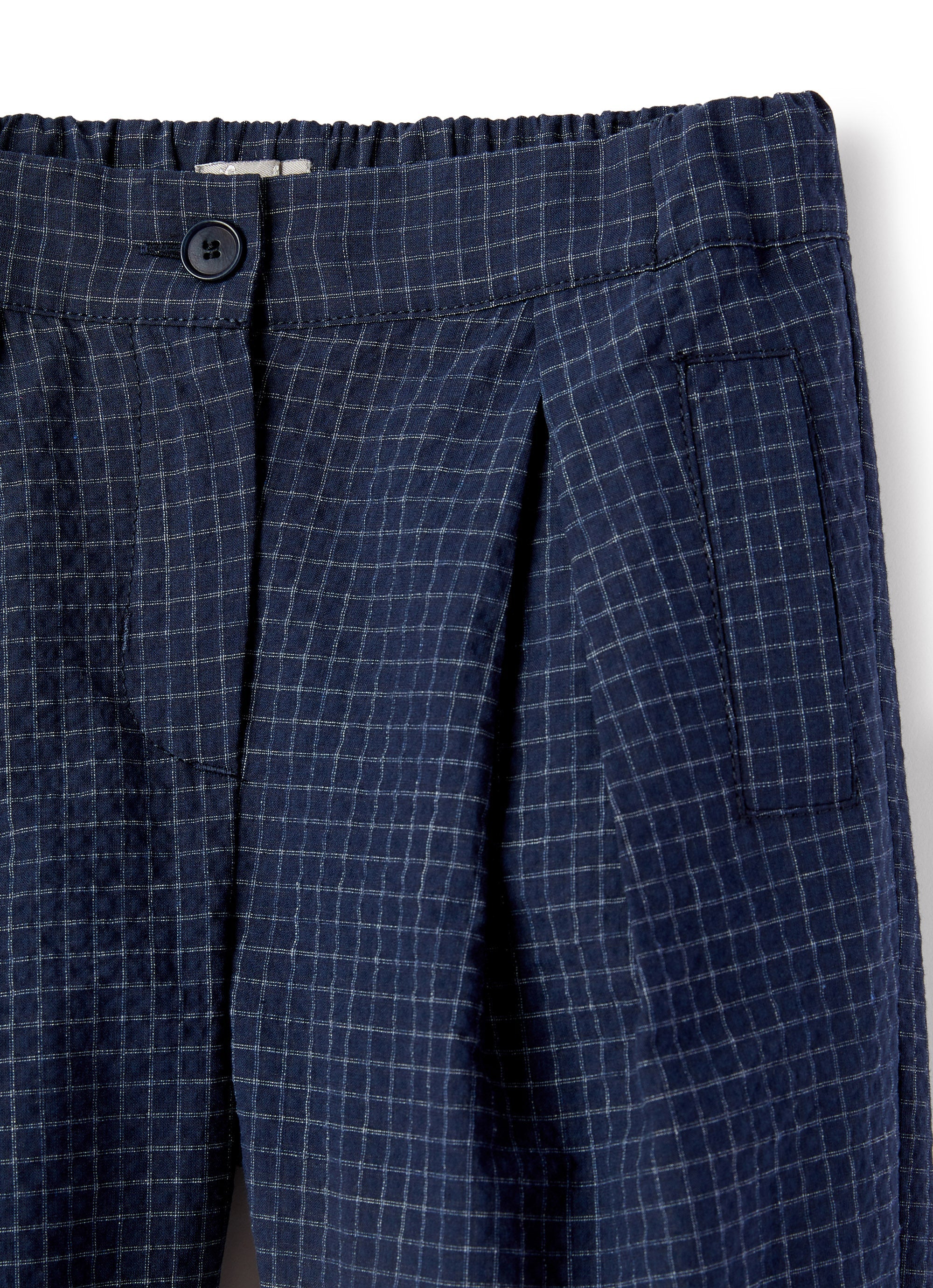 Pantaloni baggy in seersucker a quadretti