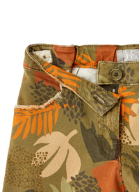 Patterned gabardine shorts