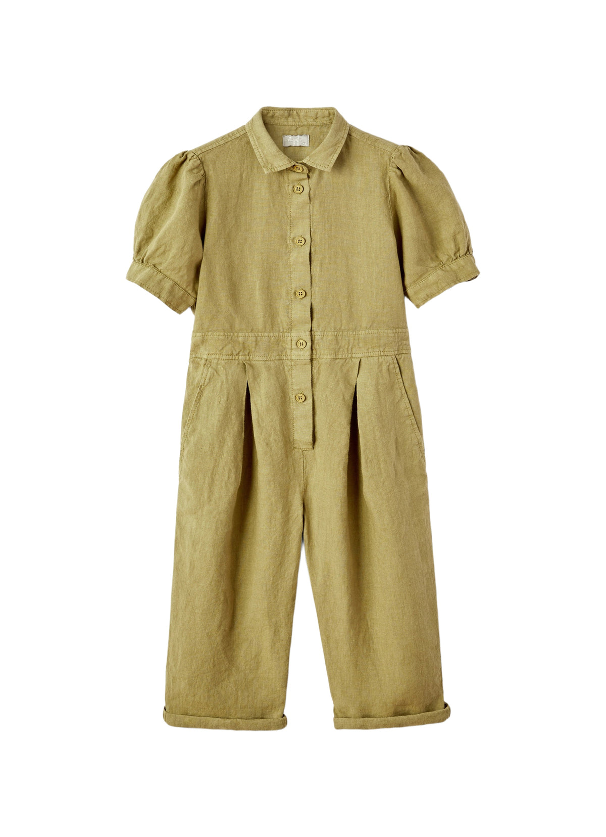 Linen Jumpsuit With Balloon Sleeves