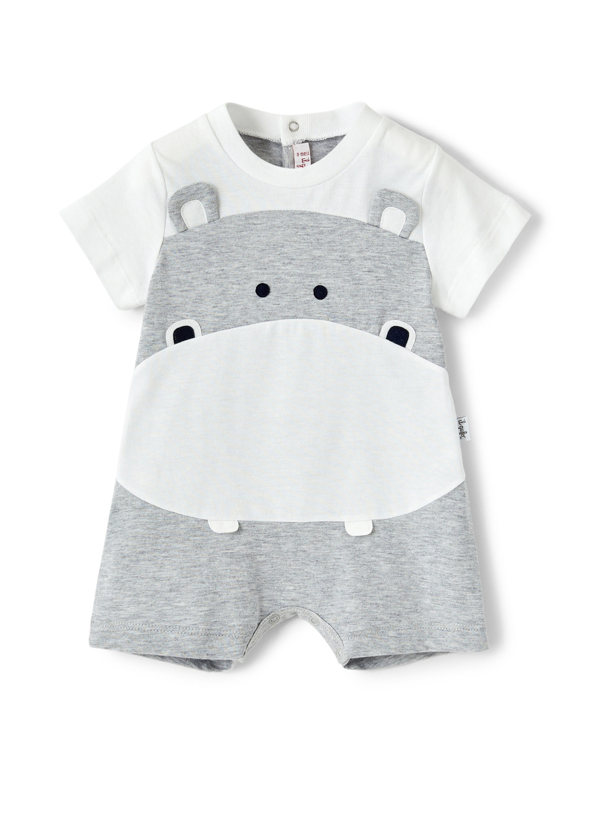 Short grey onesie with hippo
