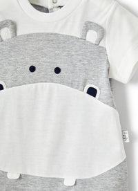 Short grey onesie with hippo