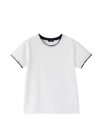 T-shirt bianca con profili blu