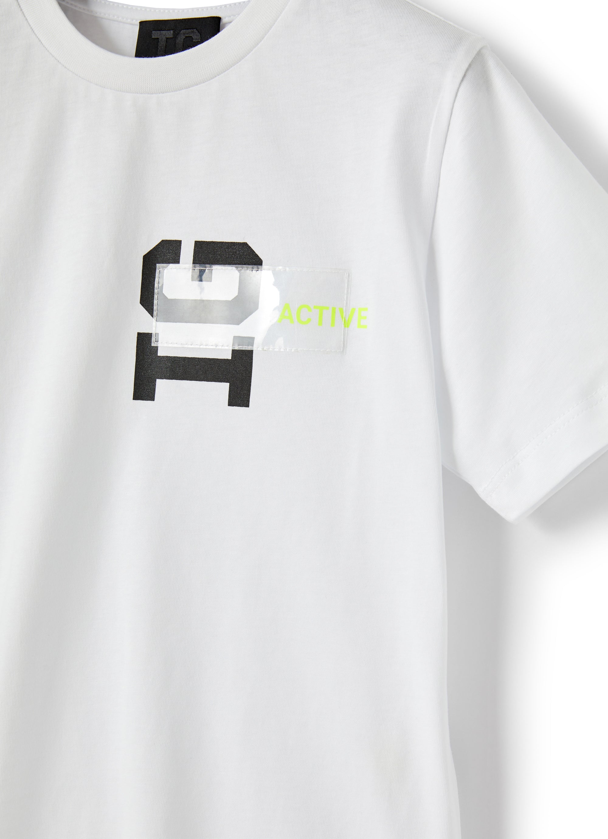 T-shirt with logo and transparent insert
