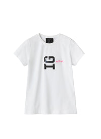 T-shirt logo in jersey bianco