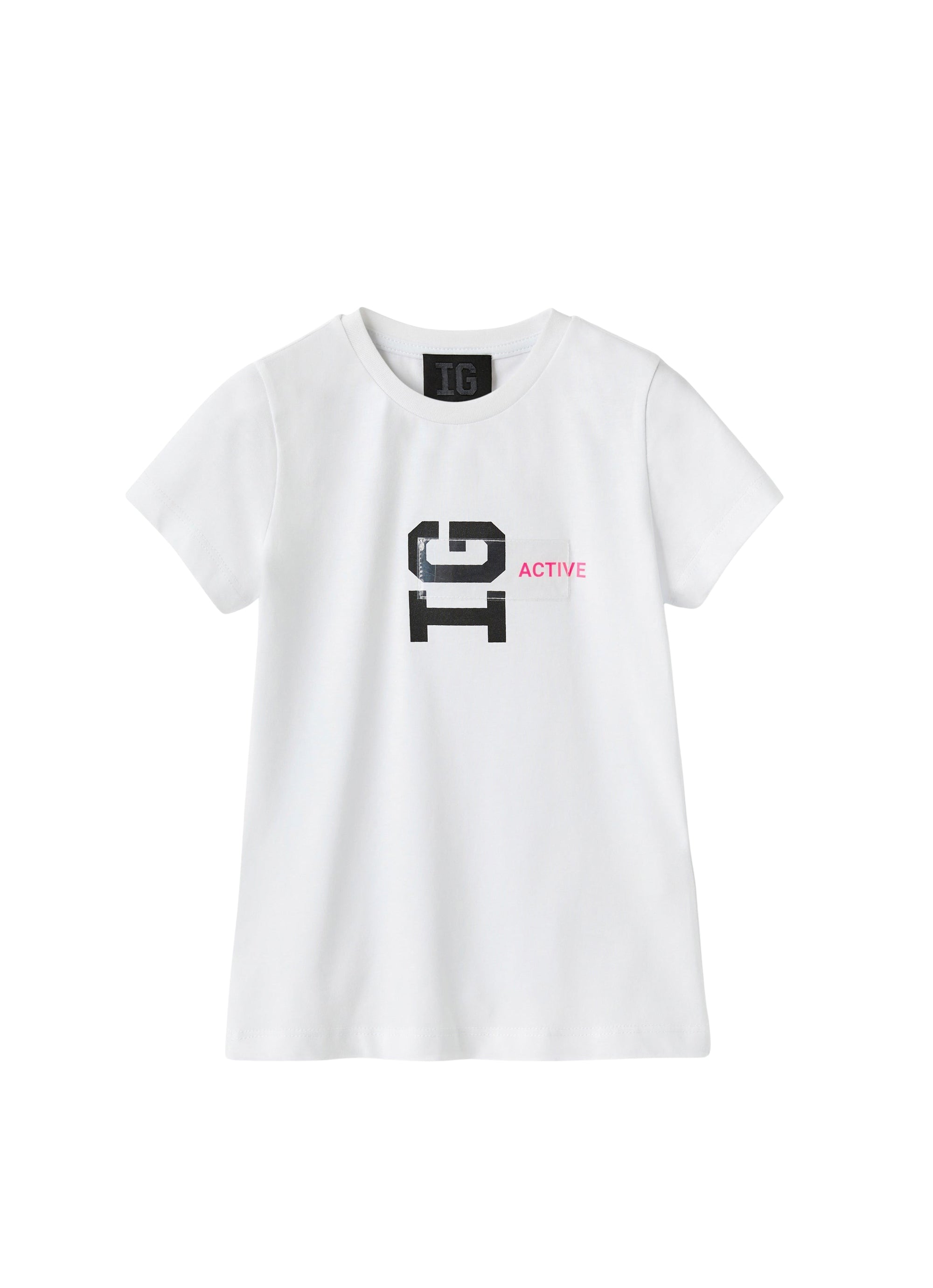 T-shirt logo in jersey bianco