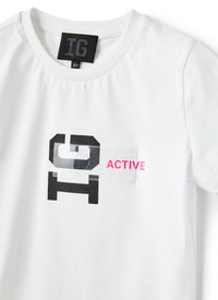 T-shirt logo in jersey bianco