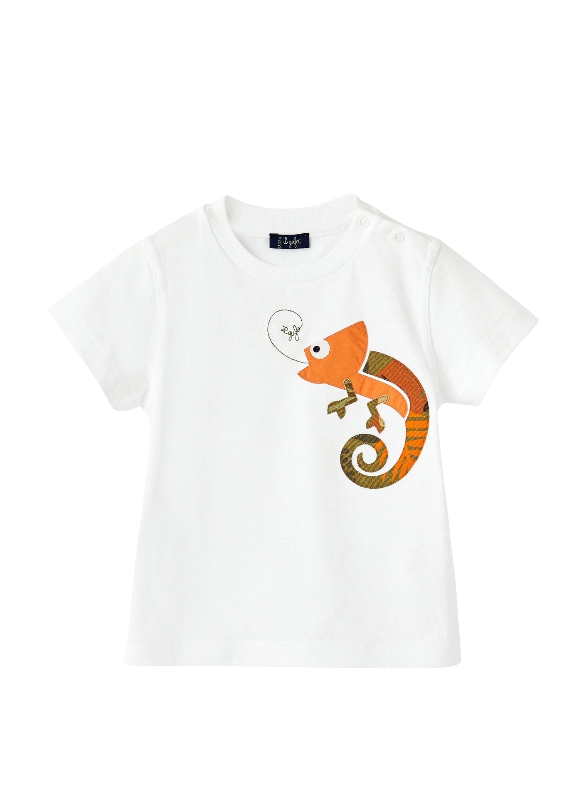 T-shirt con camaleonte fantasia