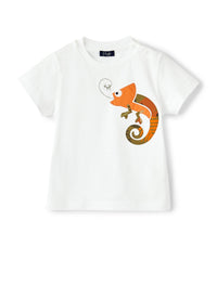 T-shirt con camaleonte fantasia
