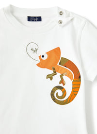 T-shirt con camaleonte fantasia