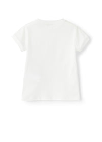 White T-shirt with applied tulip