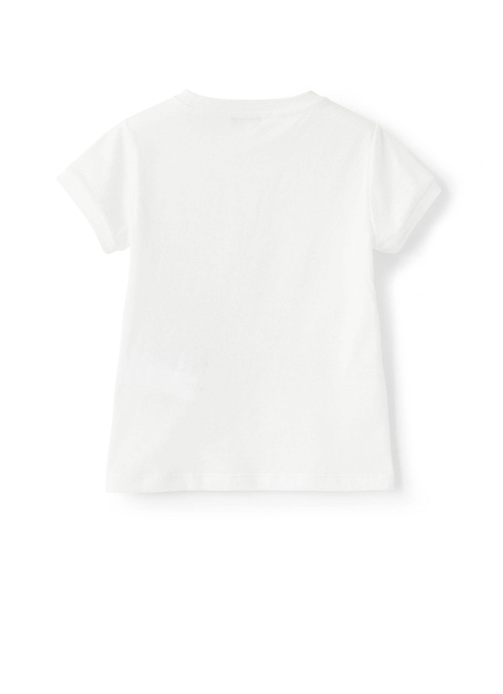 White T-shirt with applied tulip