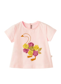White T-Shirt With Goose Print