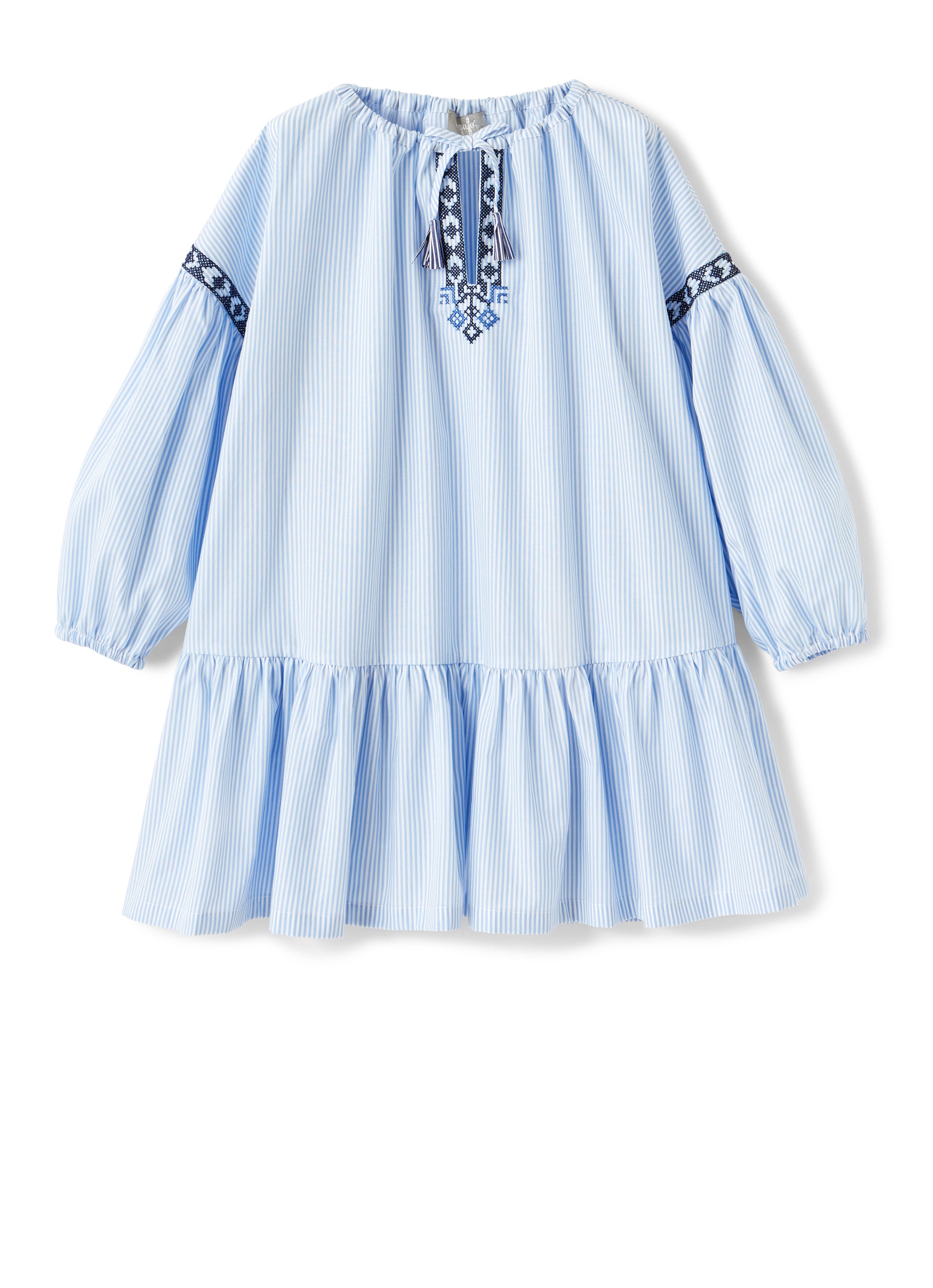 Striped dress with folk embroidery