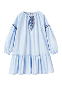 Striped Dress With Folk Embroidery