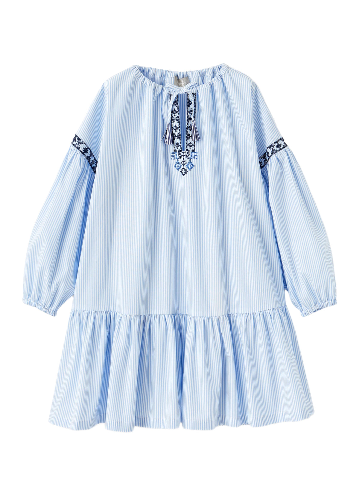 Striped Dress With Folk Embroidery
