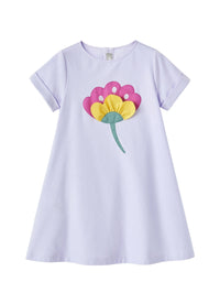 Abito in jersey lilla con fiore