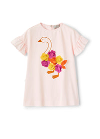 Pink dress with print and application