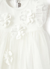 White tulle dress with flowers