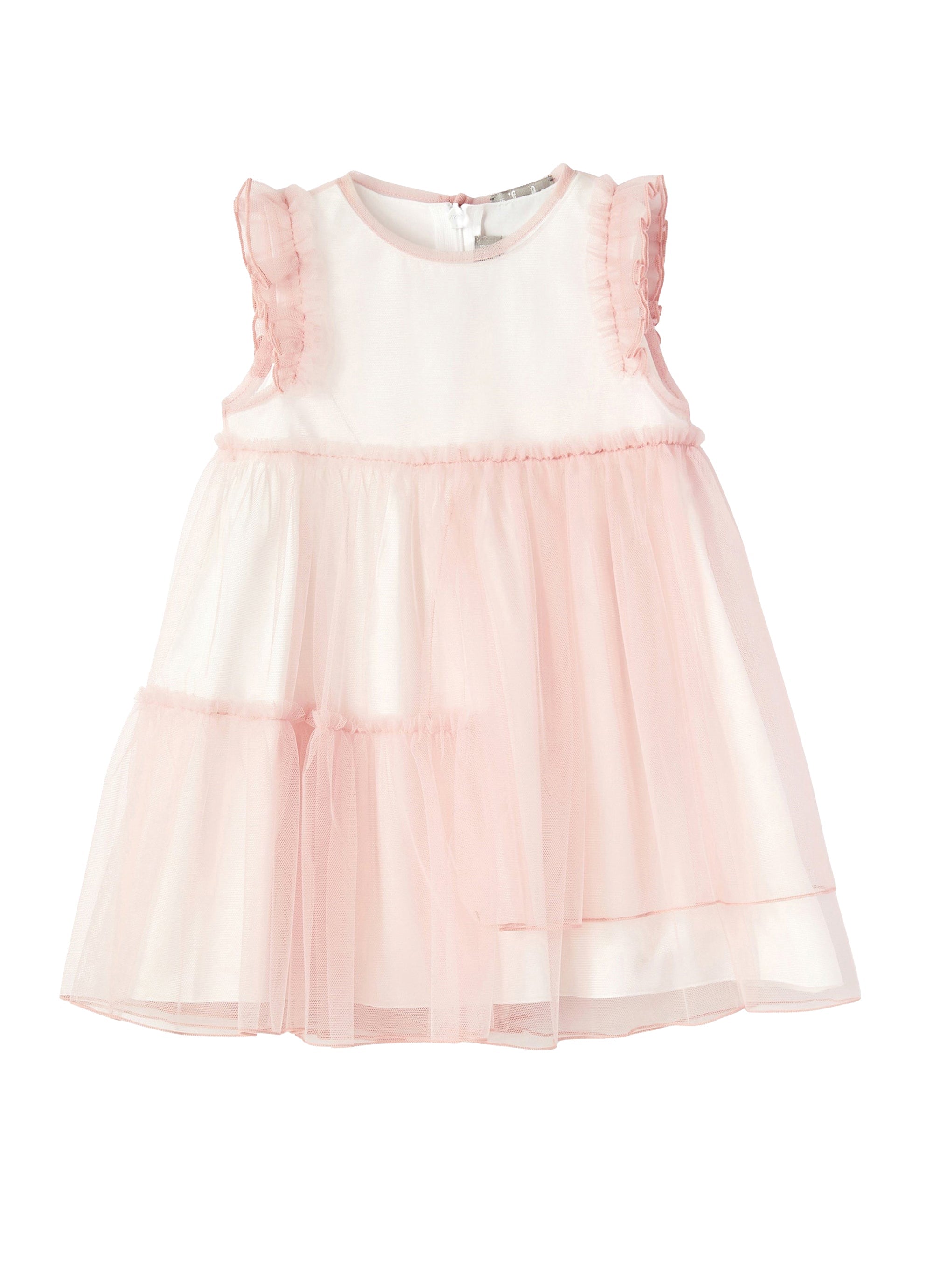 Abito a balze in tulle rosa