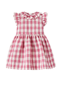 Abito in lino a maxi quadri rosa
