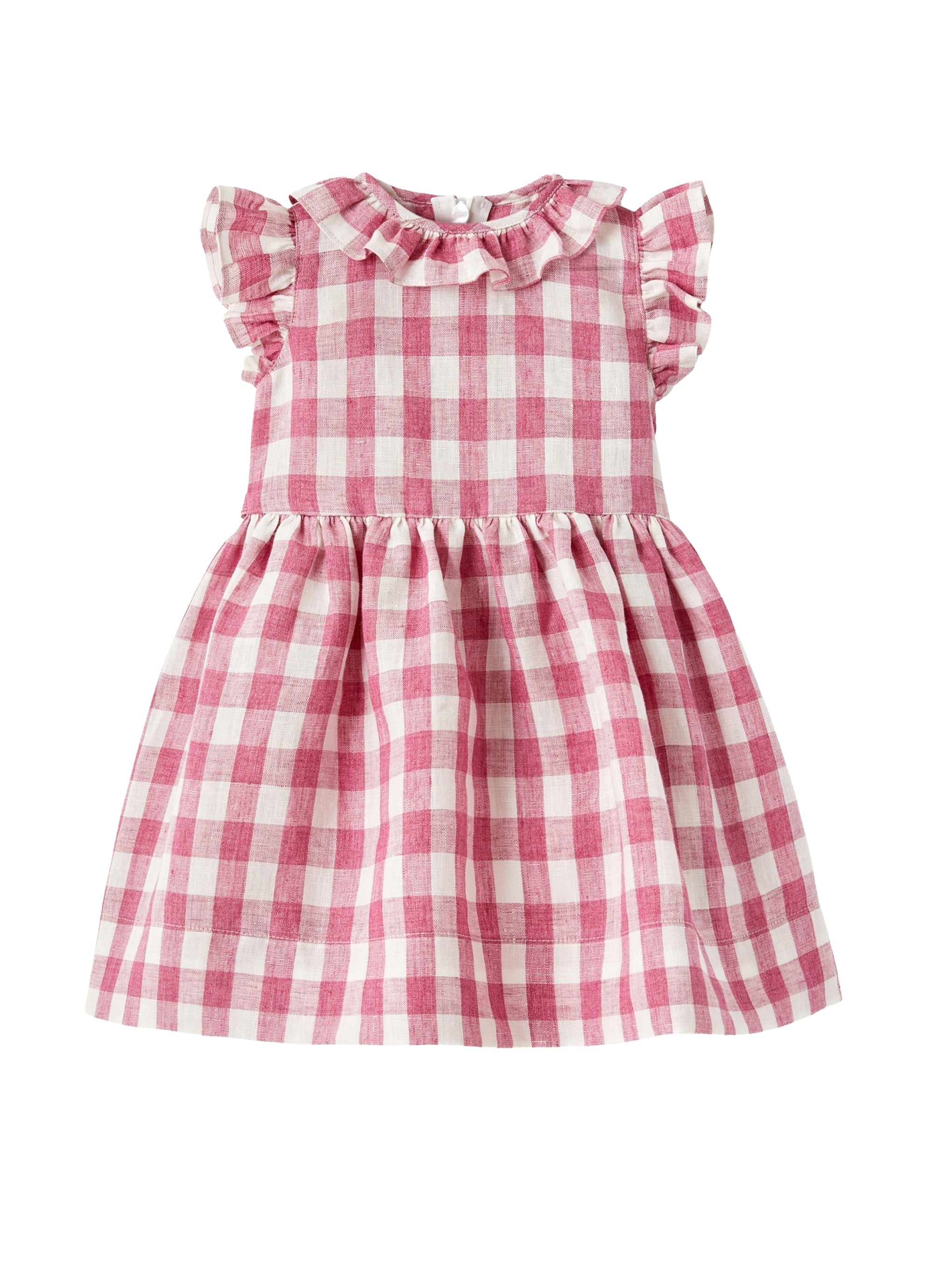 Abito in lino a maxi quadri rosa