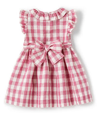 Abito in lino a maxi quadri rosa