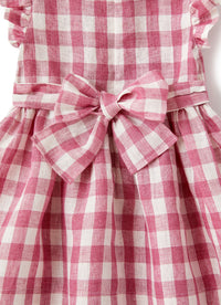 Abito in lino a maxi quadri rosa